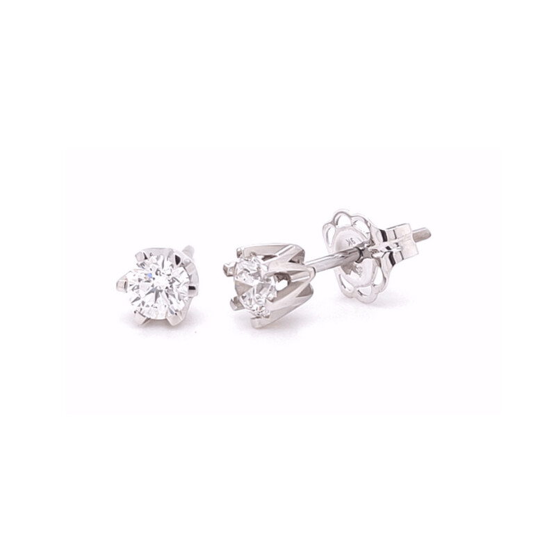 9ct White Gold Round Diamond Studs TDW 0.54ct
