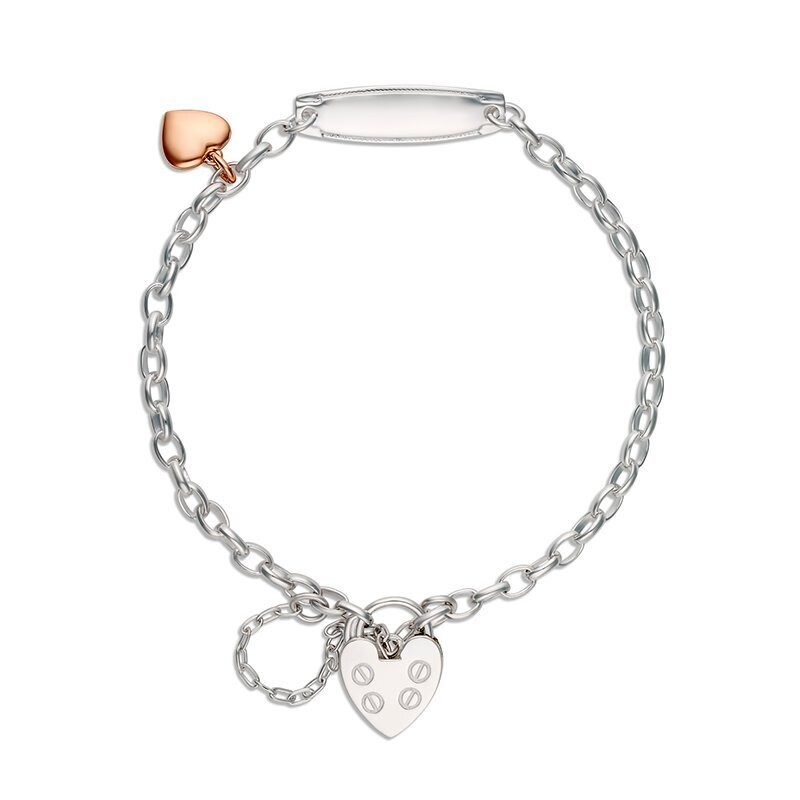 Sterling Silver Brooklyn Belcher Bracelet with ID & Heart Charm