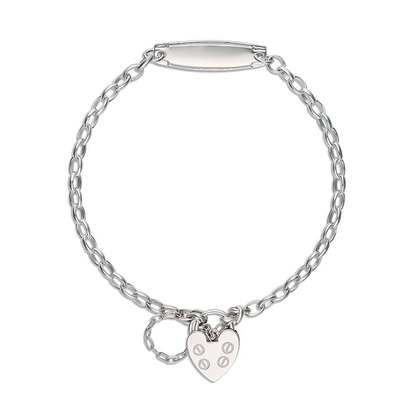 BELCHER I.D Baby Bracelet & PLAIN Heart Padlock