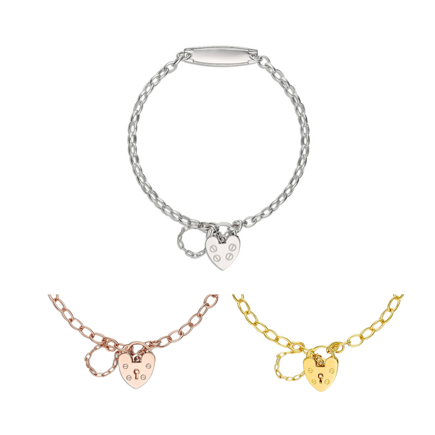 BELCHER I.D Baby Bracelet & PLAIN Heart Padlock