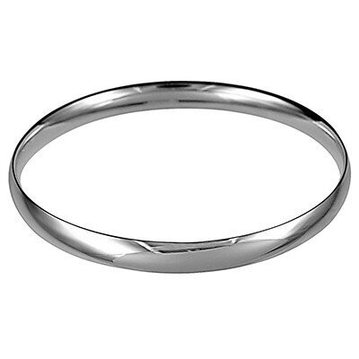 Sterling Silver ROUND Solid Bangle-7mm