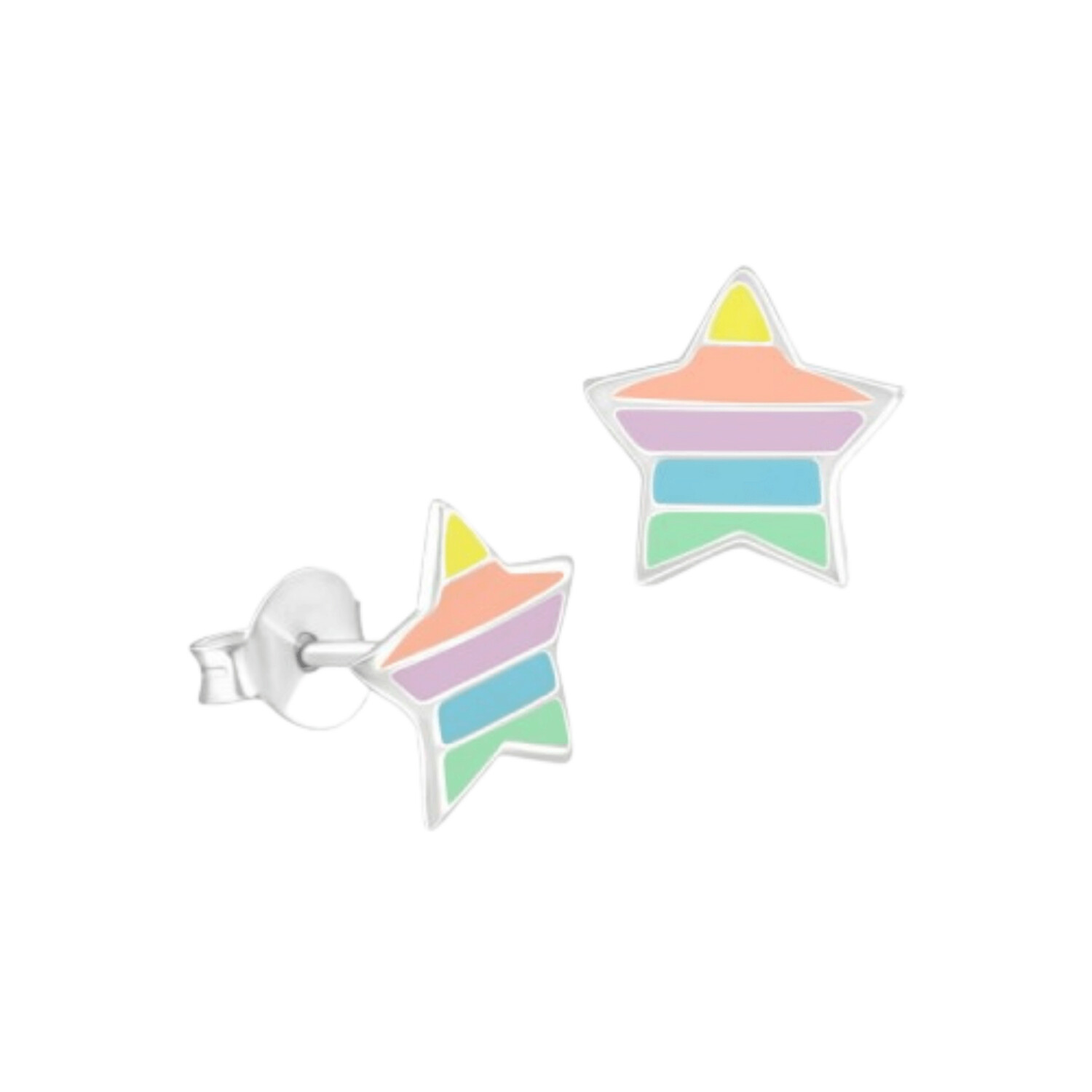 Sterling Silver Pastel Star Studs