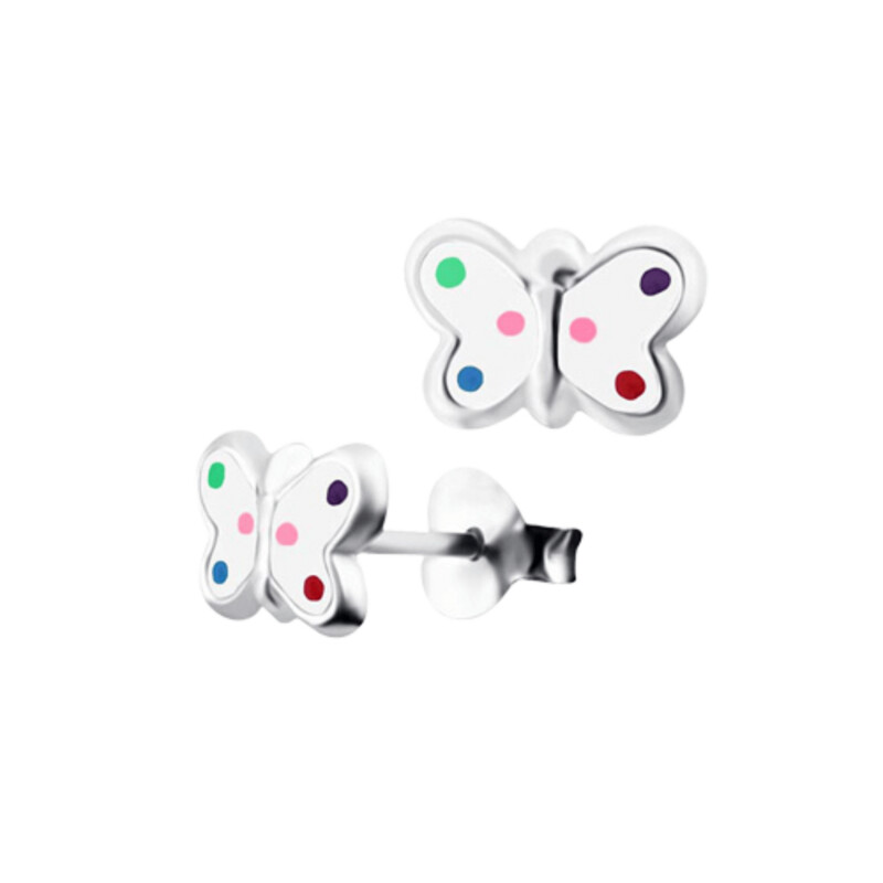 Sterling Silver Polka Dot Butterfly Studs