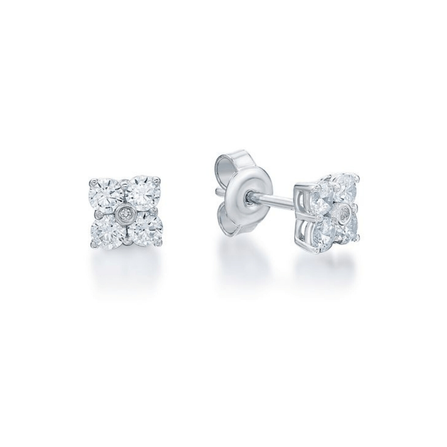 Sterling Silver Square Round CZ Earrings