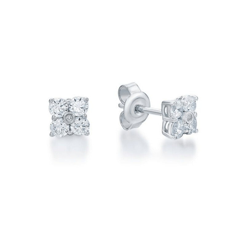 Sterling Silver Square Round CZ Earrings