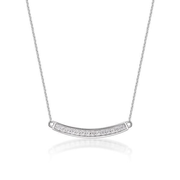 Sterling Silver CZ Curved Bar Pendant