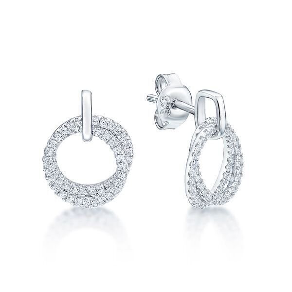 Sterling Silver Open CZ Double Circle Studs