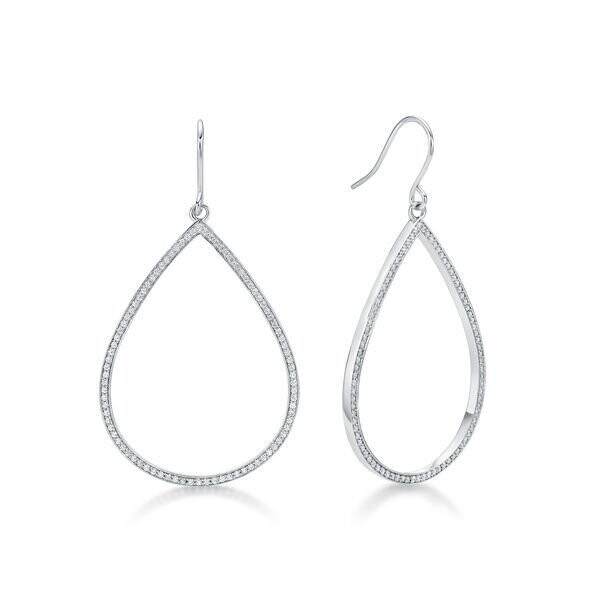 Large Open CZ Set Tear Drop Hook Earrings