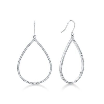 Large Open CZ Set Tear Drop Hook Earrings