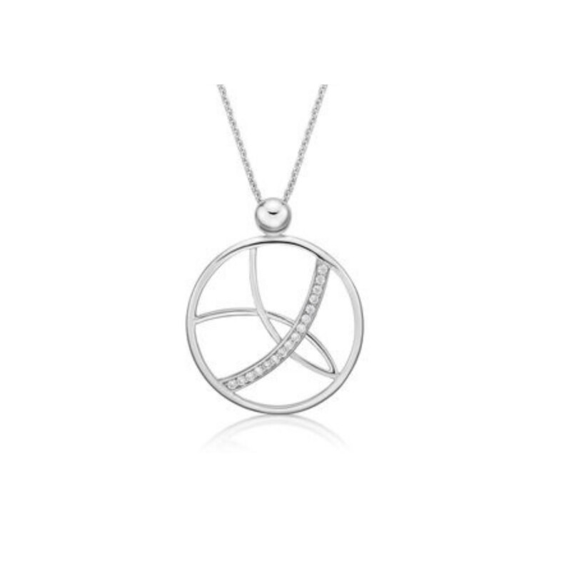 Sterling Silver CZ Arcphish Slider Pendant & Chain
