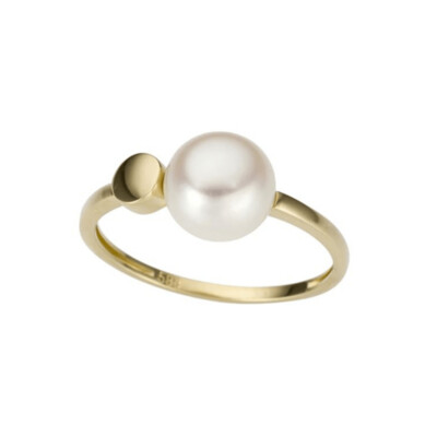 9ct Yellow Gold Button Pearl Ring