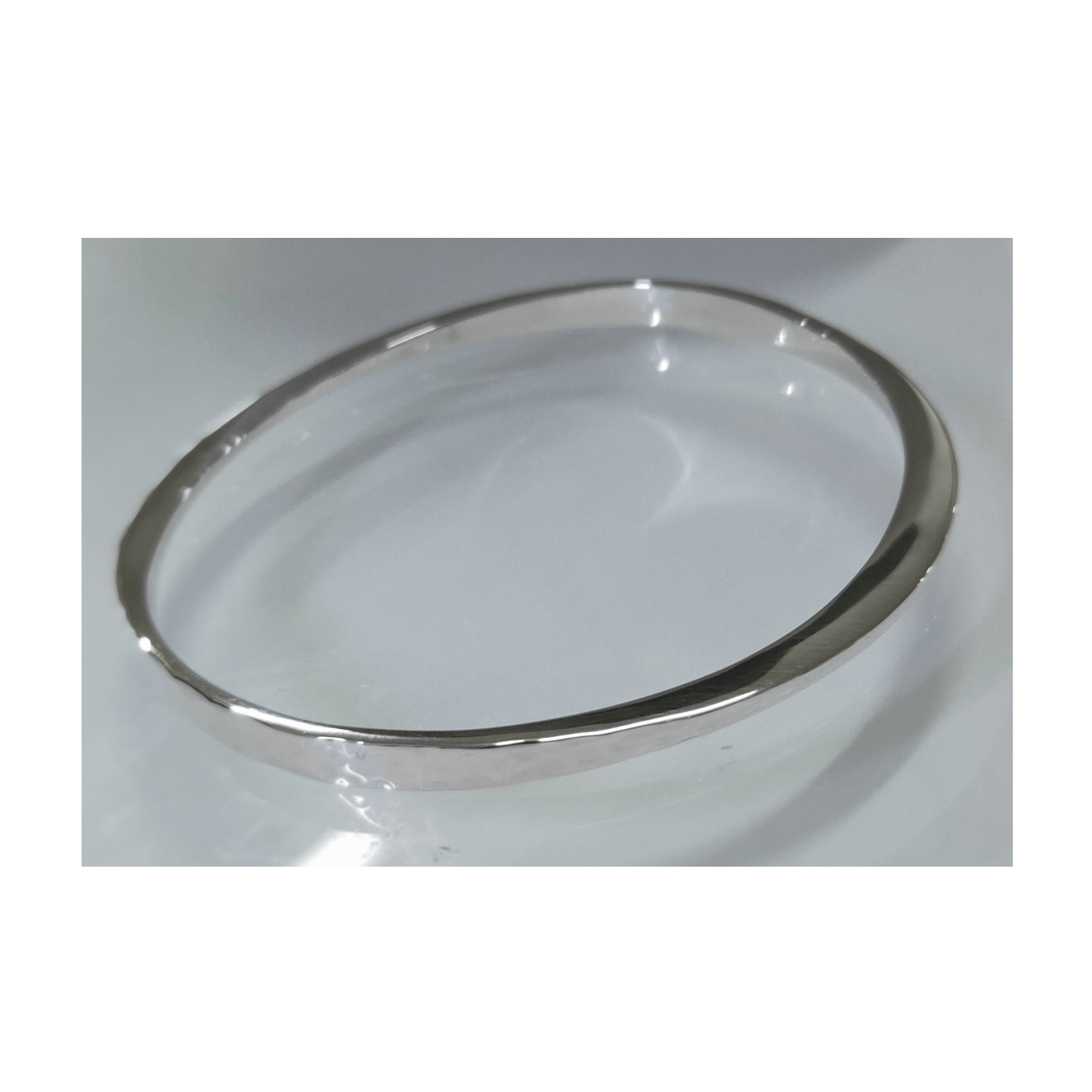 Sterling Silver Hammered Elliptical Bangle