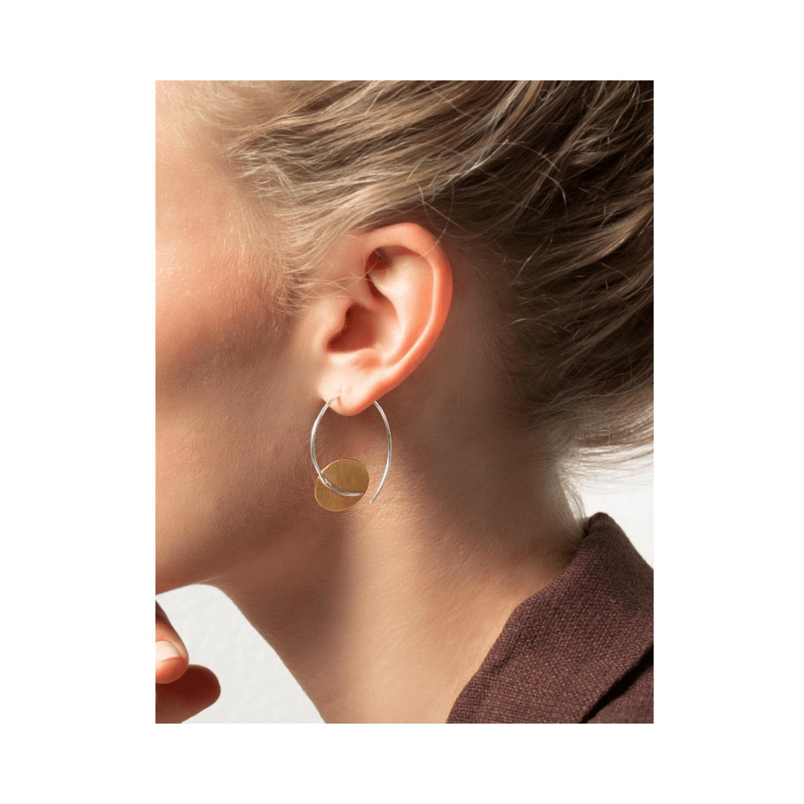 Sterling Silver Fancy Satin Disc Hoops