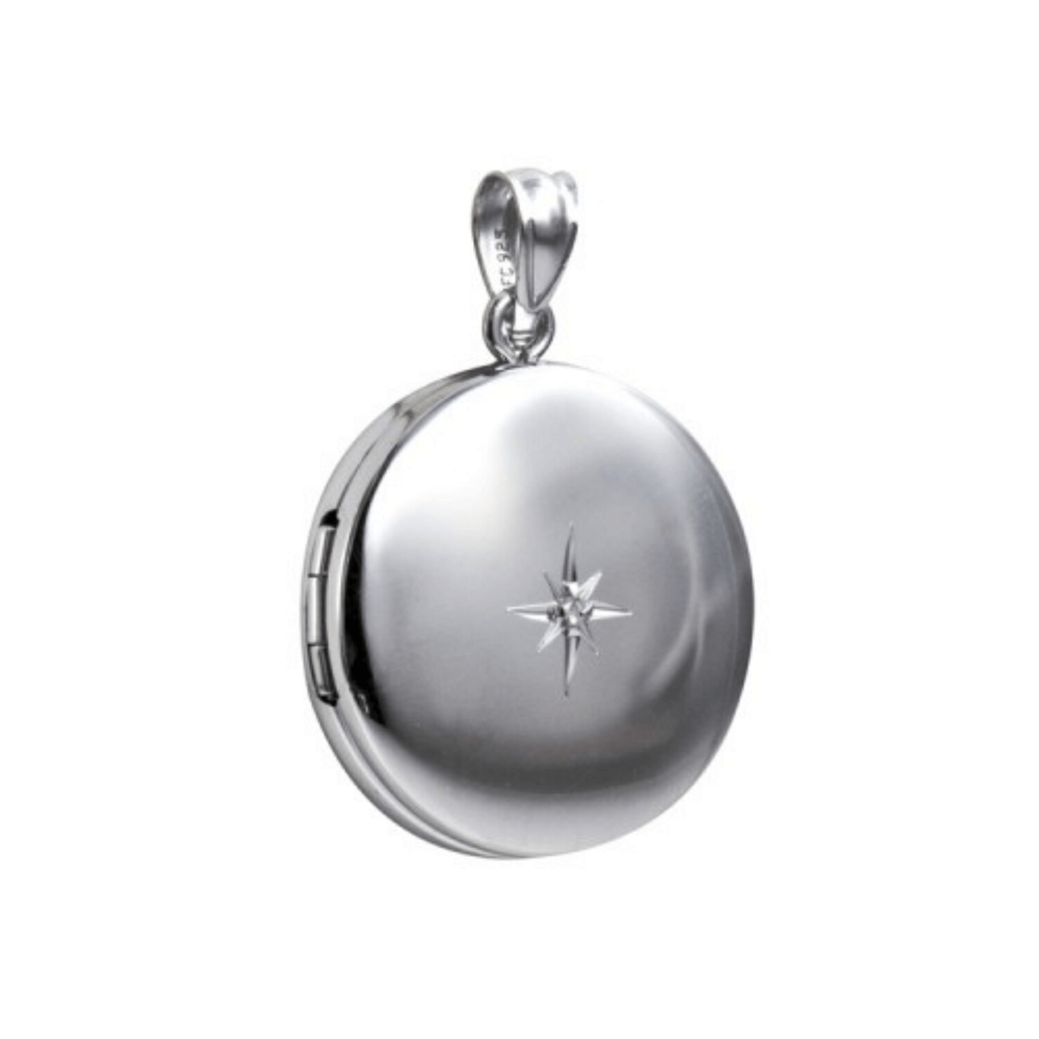 Sterling Silver Diamond Set Locket & Chain