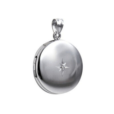 Sterling Silver Diamond Set Locket & Chain