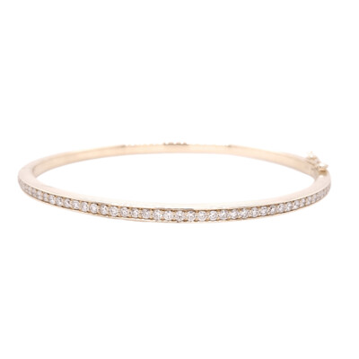 9ct Yellow Gold Diamond Hinged Bangle