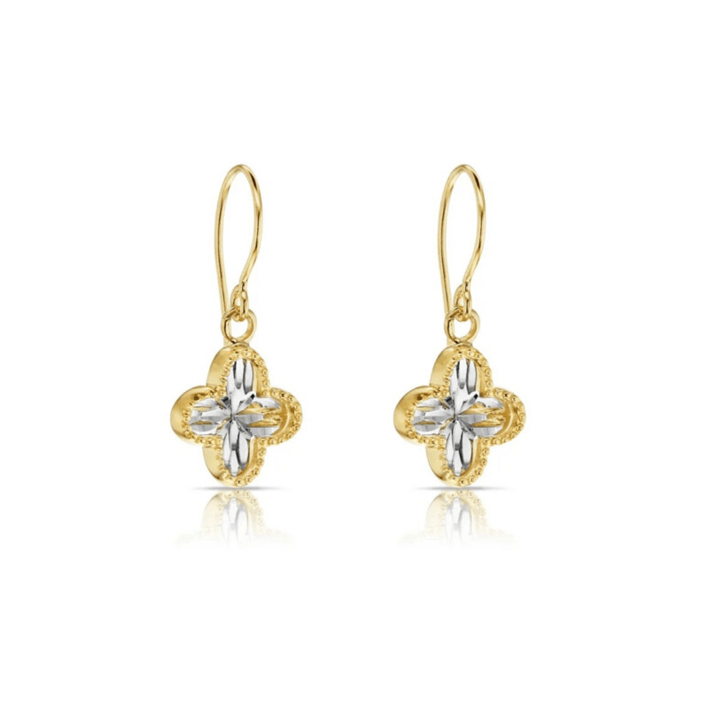 9ct Yellow Gold Fancy Diamond Cut Drop Earrings