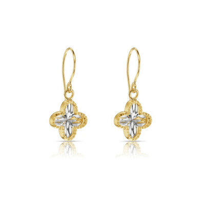 9ct Yellow Gold Fancy Diamond Cut Drop Earrings