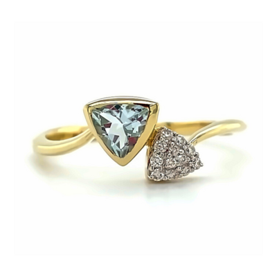9ct Yellow Gold Topaz & Pave Diamond Ring