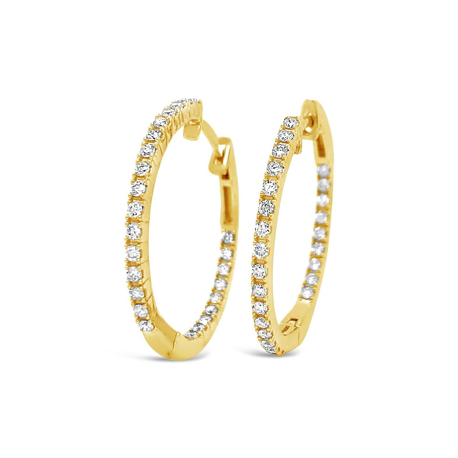 Inside & Out Diamond Set Hoop Earrings, Metal Colour: 9ct  Yellow Gold