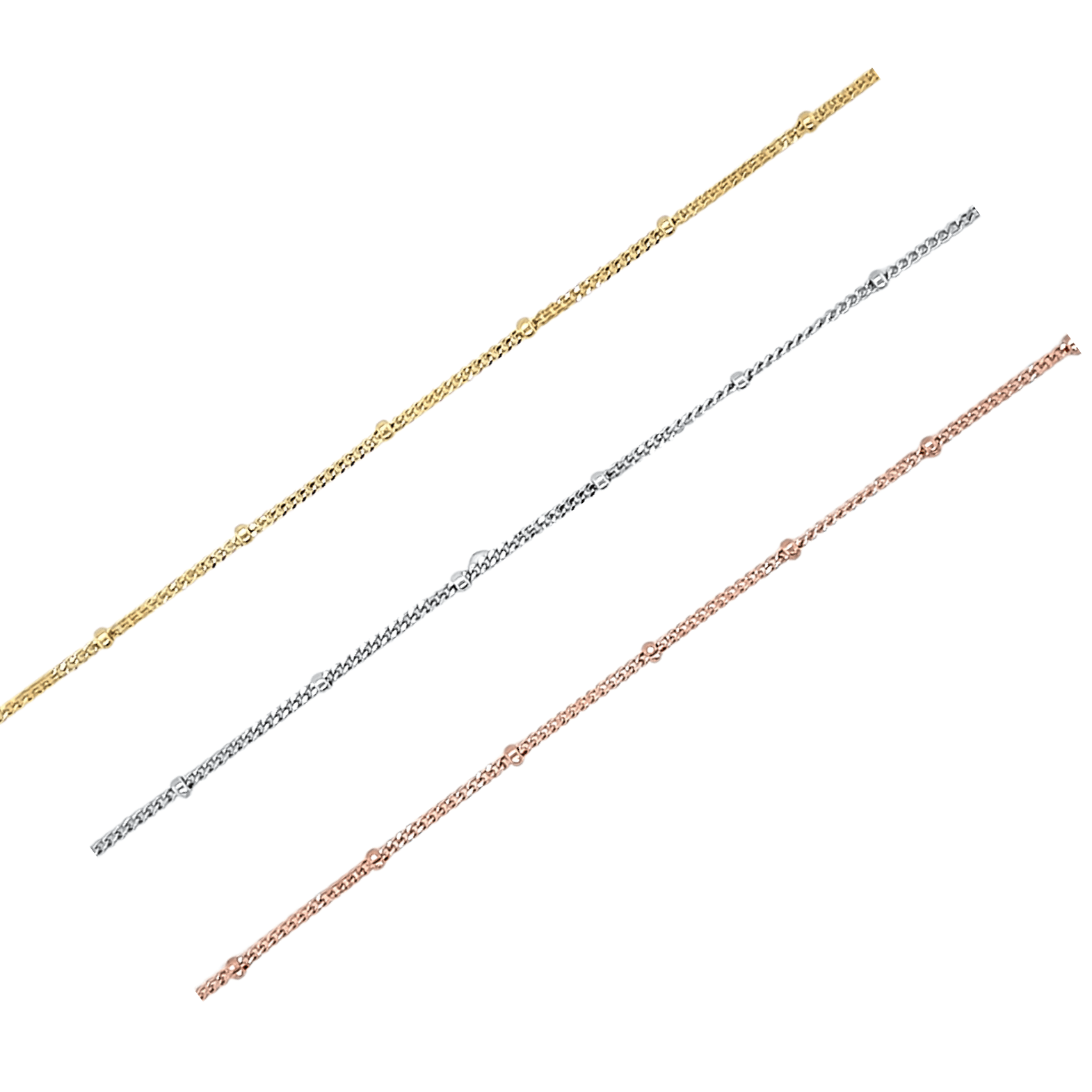 Italian  Diamond Curb & Ball Chain