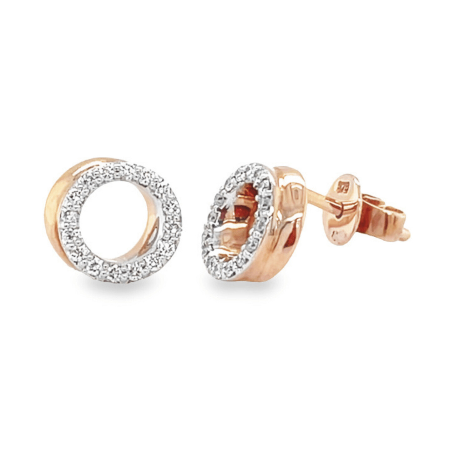 9ct Rose Gold Diamond Circle Earrings