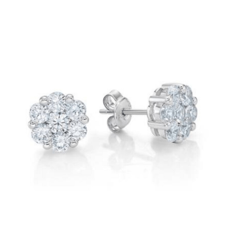 Sterling Silver Daisy CZ Stud Earrings