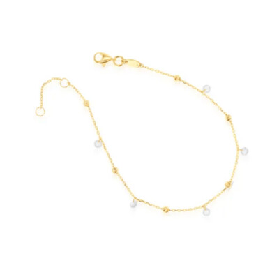 9ct Yellow Gold Ball & Crystal Bracelet