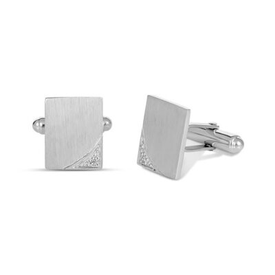Hamilton Cubic Zirconia Rectangle Cufflinks Silver