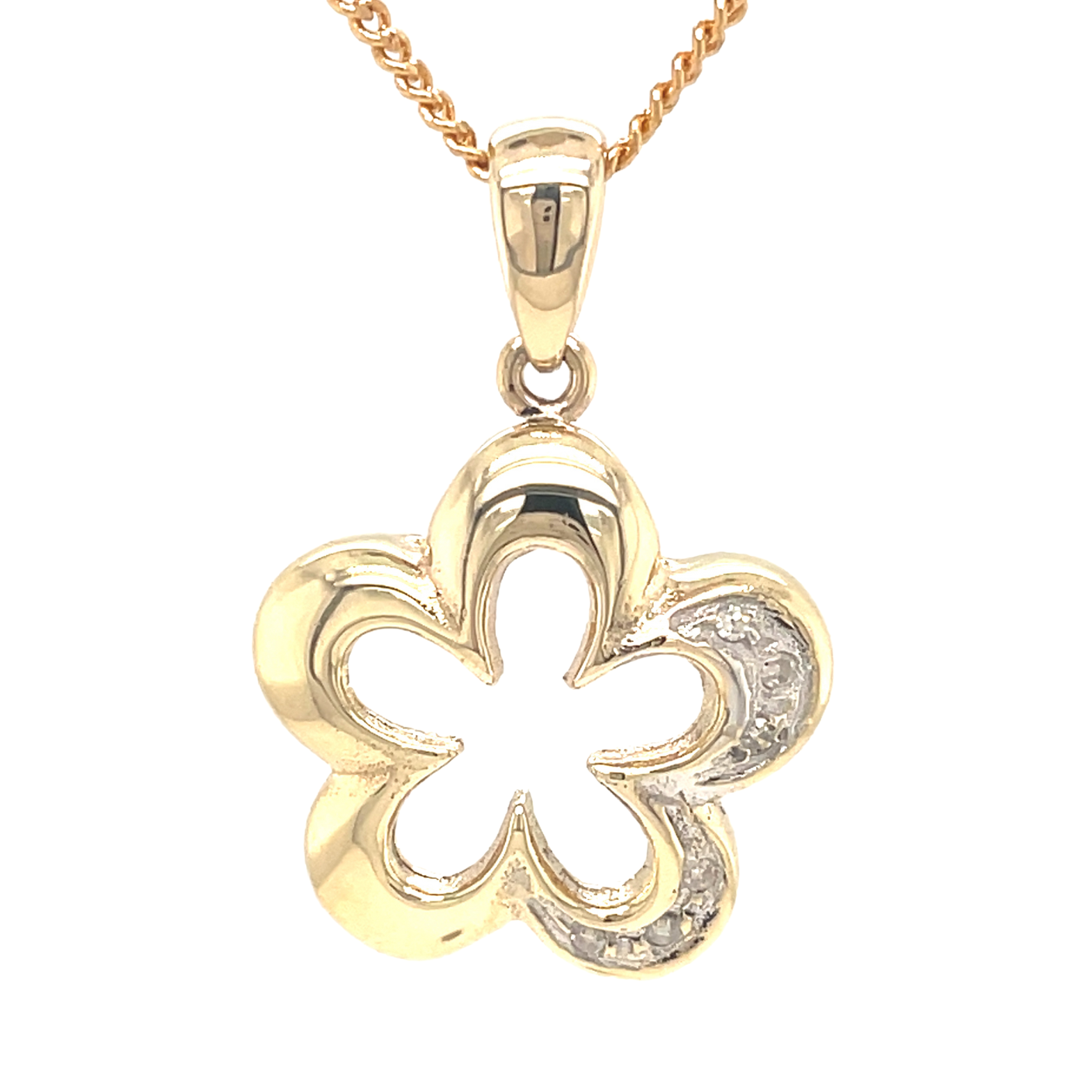 9Y Open Diamond Flower Pendant