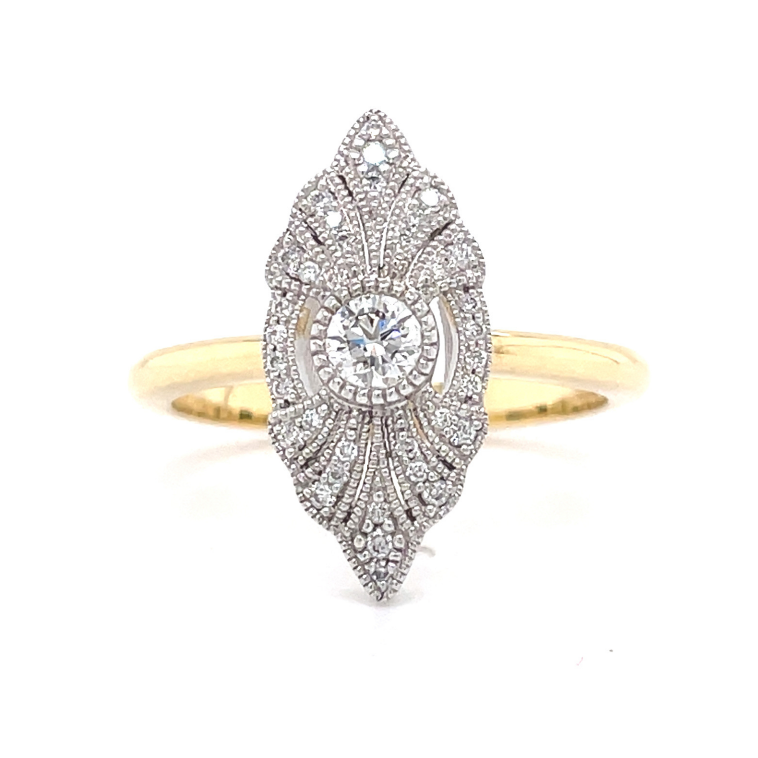 18ct Yellow Gold Art Deco Diamond Ring