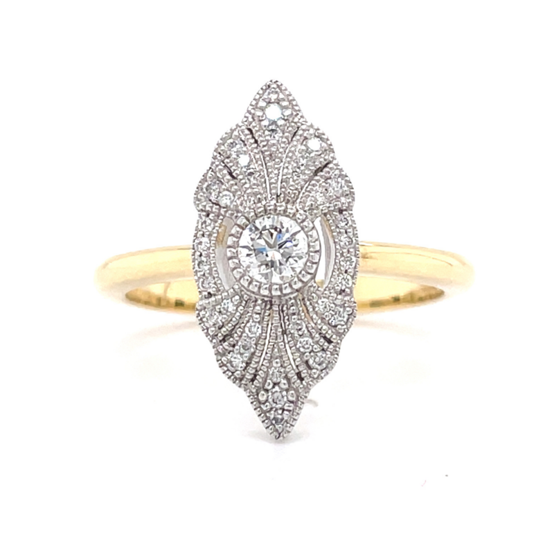 18ct Yellow Gold Art Deco Diamond Ring