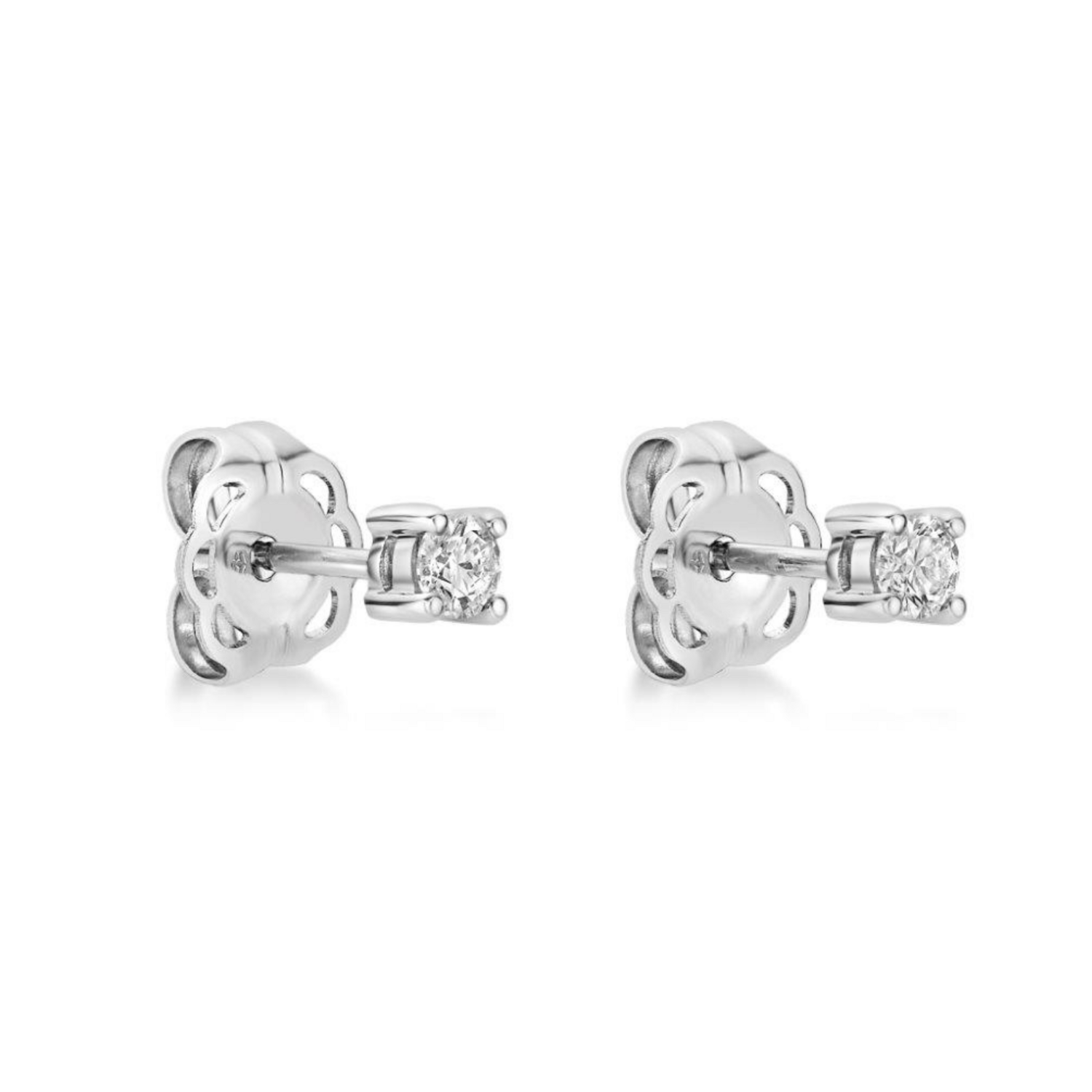 White Gold Diamond Four Claw Stud Earrings TDW = 0.18ct