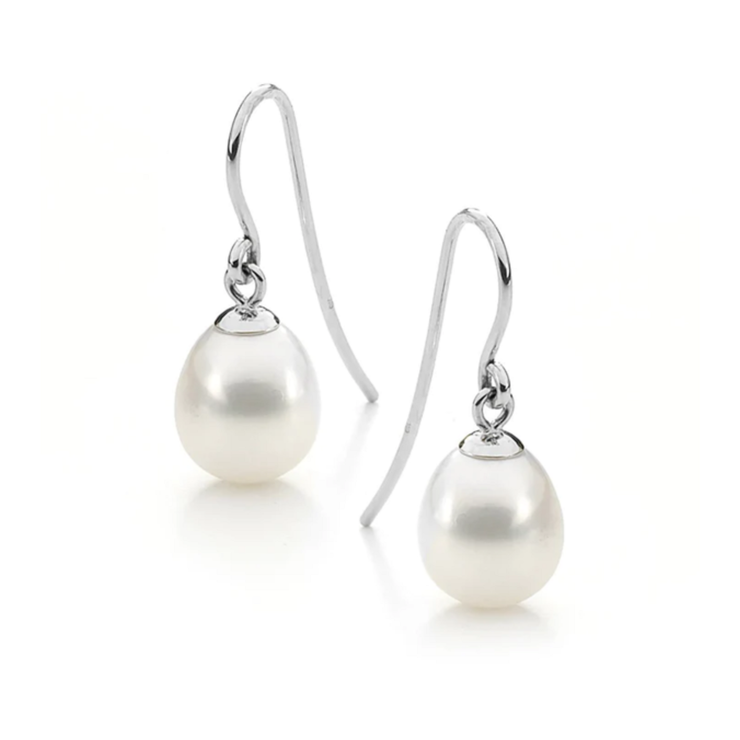 Sterling Silver Freshwater Drop Pearl Hook Earrings