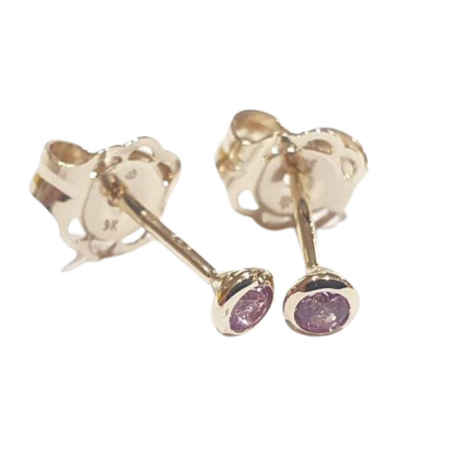 9ct Yellow Gold Pink Sapphire Studs