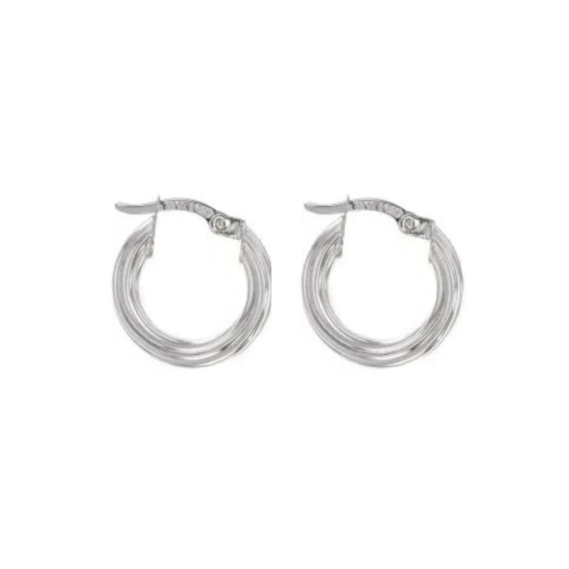 9ct White Gold Silver Filled Twist Hoops