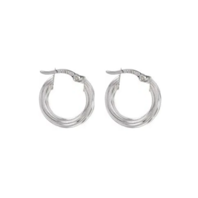 9ct White Gold Silver Filled Twist Hoops