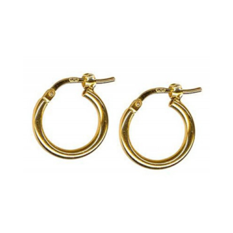 9ct Yellow Gold Italian Hoop Earrings 2mm/10mm
