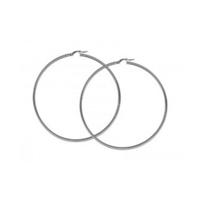 Sterling Silver Italian Plain Hoops 2mm/60mm