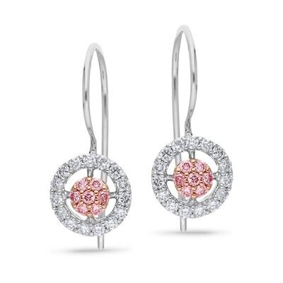 9ct White Gold Pink Diamond Hook Earrings