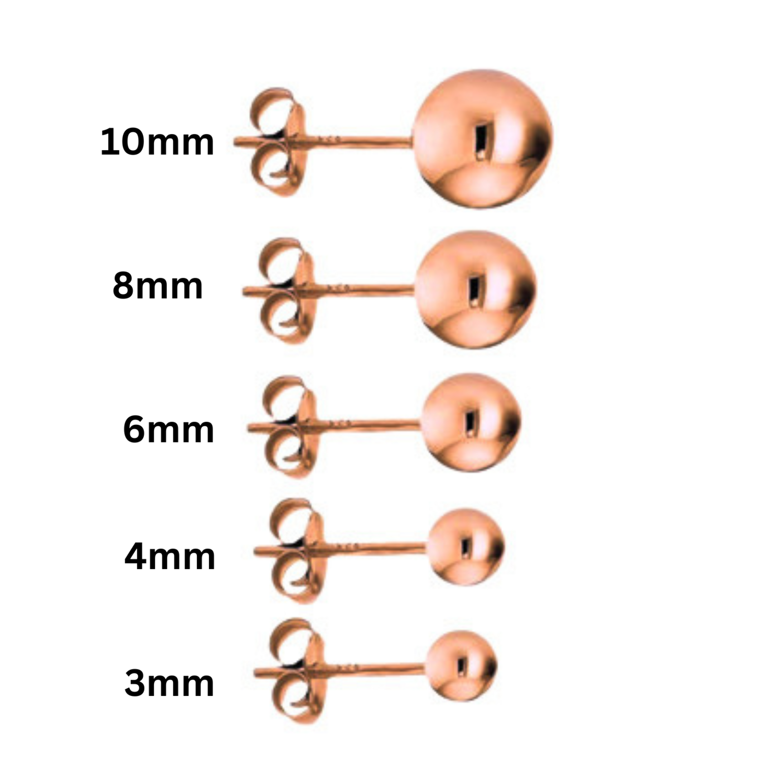 9ct Rose Gold Ball Studs