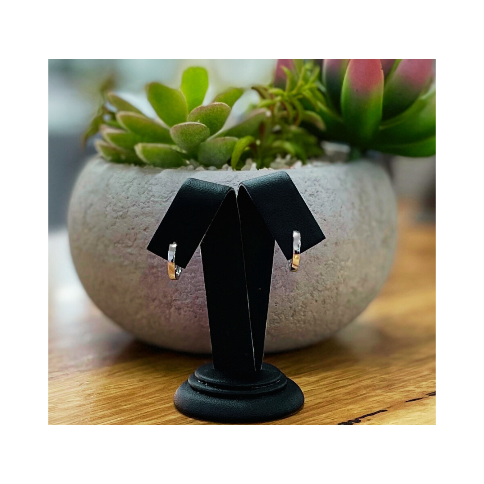 9ct White Gold Square Tube Huggie Earrings