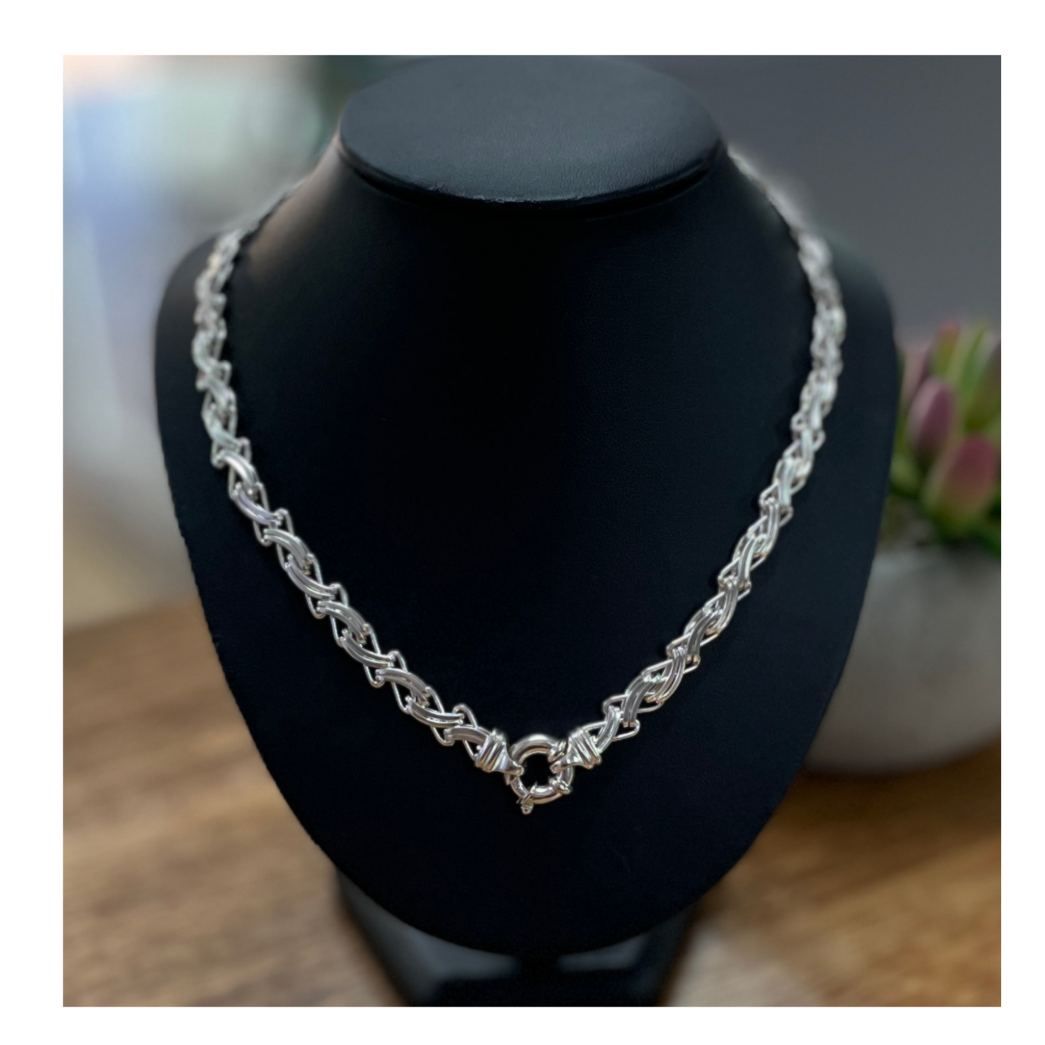 Sterling Silver Fancy Gate Link Necklace