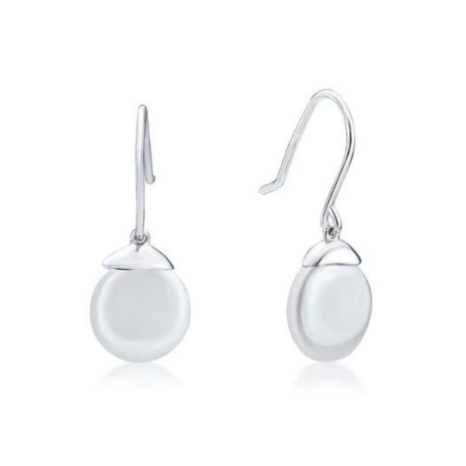 Sterling Silver Coin Pearl Drop Earrings