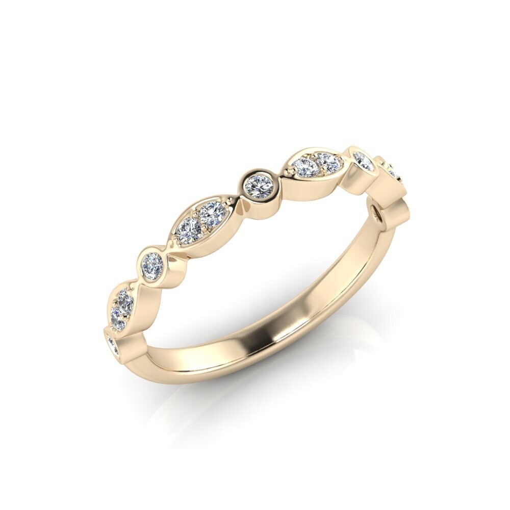Marquise  & Round  Diamond Ring, Metal Choose: 18ct Yellow Gold
