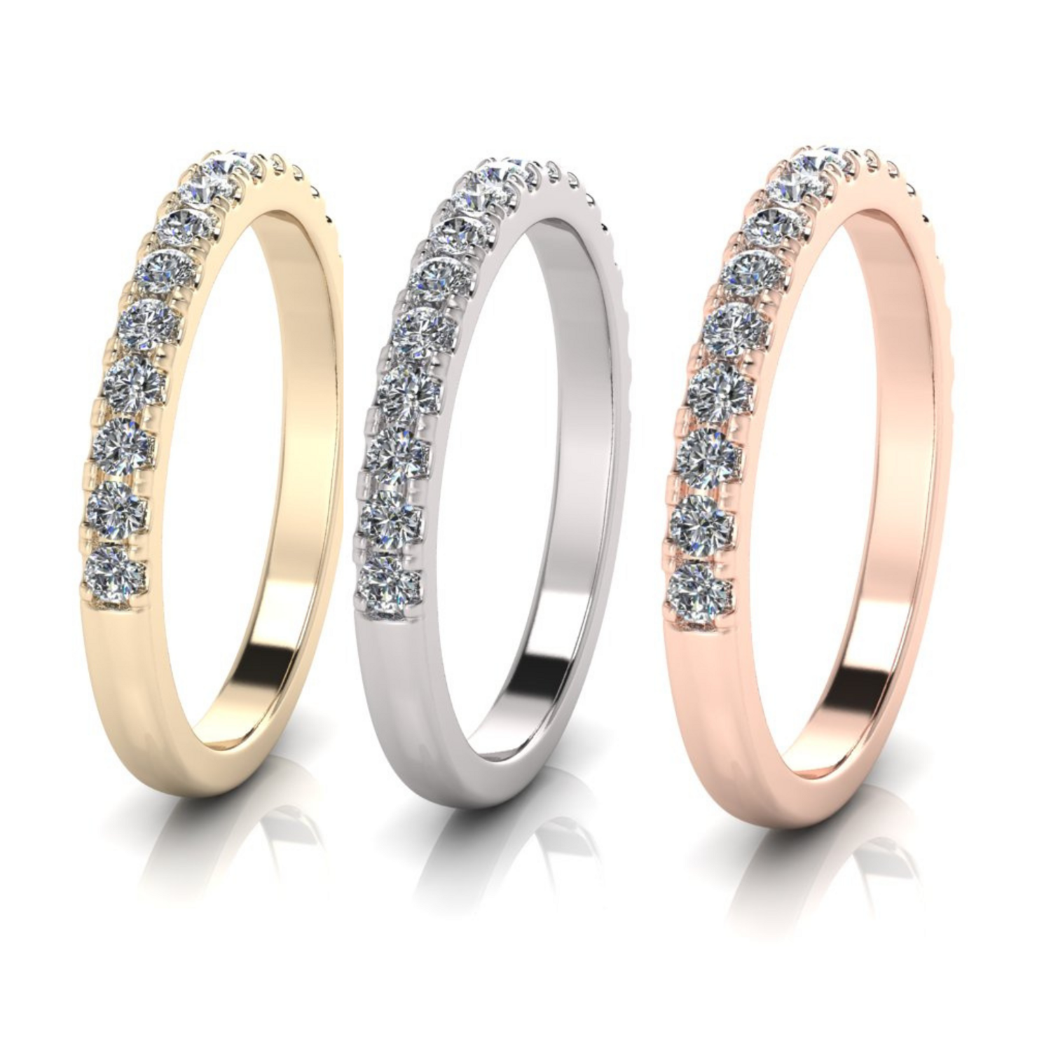 Scallop Claw Set Diamond  Ring (13x2.2mm)