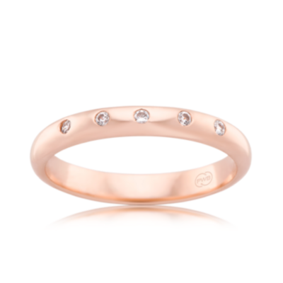 9ct Rose Gold Hammer Set Diamond Ring