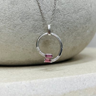 9W Diamond & Pink Tourmaline Pendant