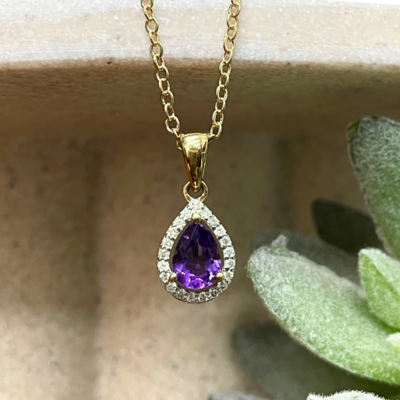 9Y Amethyst & Diamond Pendant