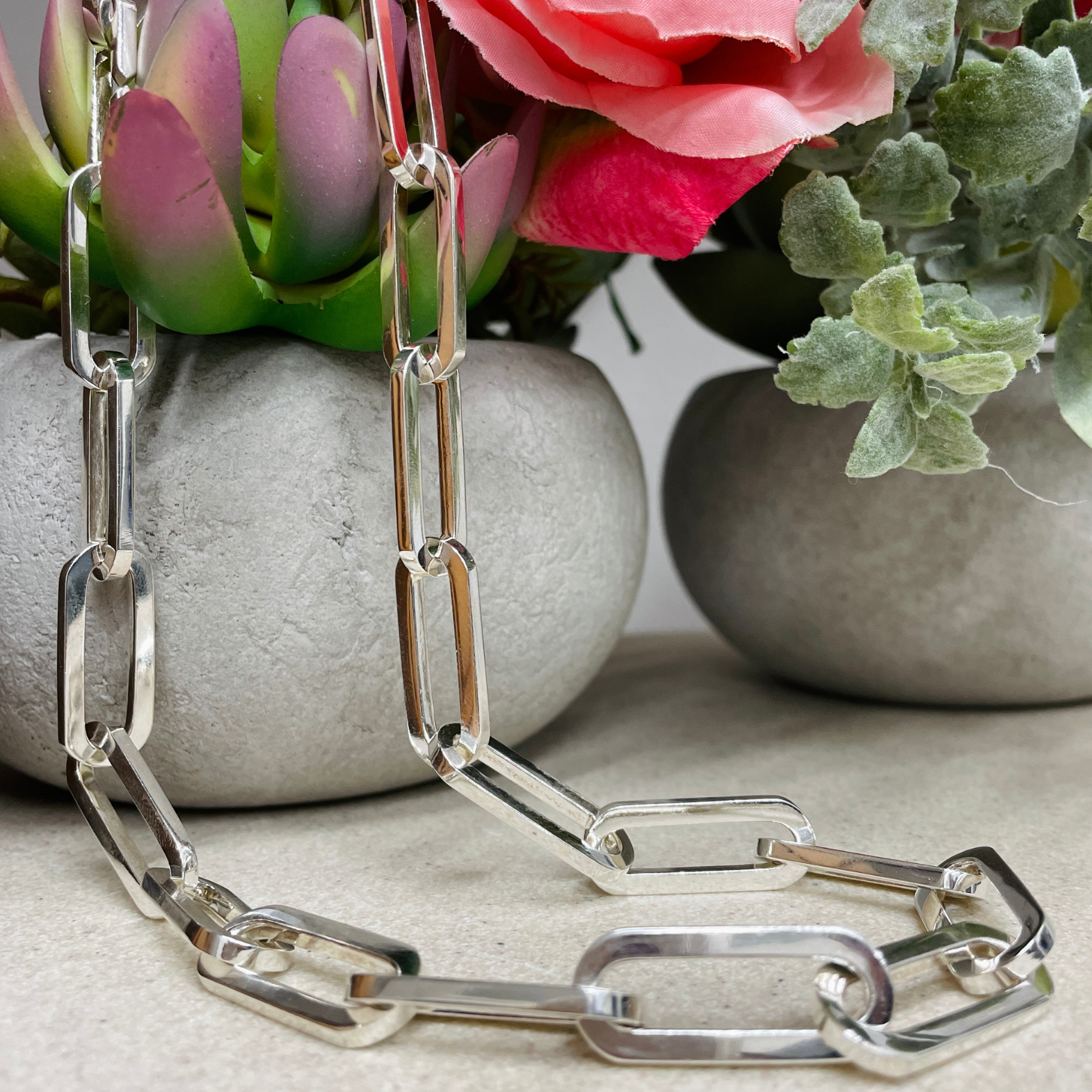 Sterling Silver Large PAPER LINK Chain